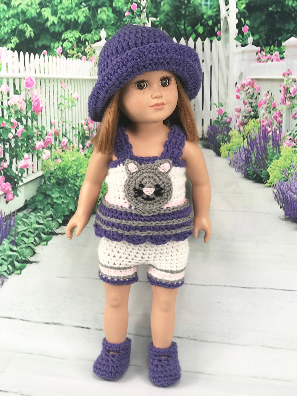 Crochet PDF pattern to make 18" Doll Cat Short Set, doll shorts pattern, crochet doll clothes pattern