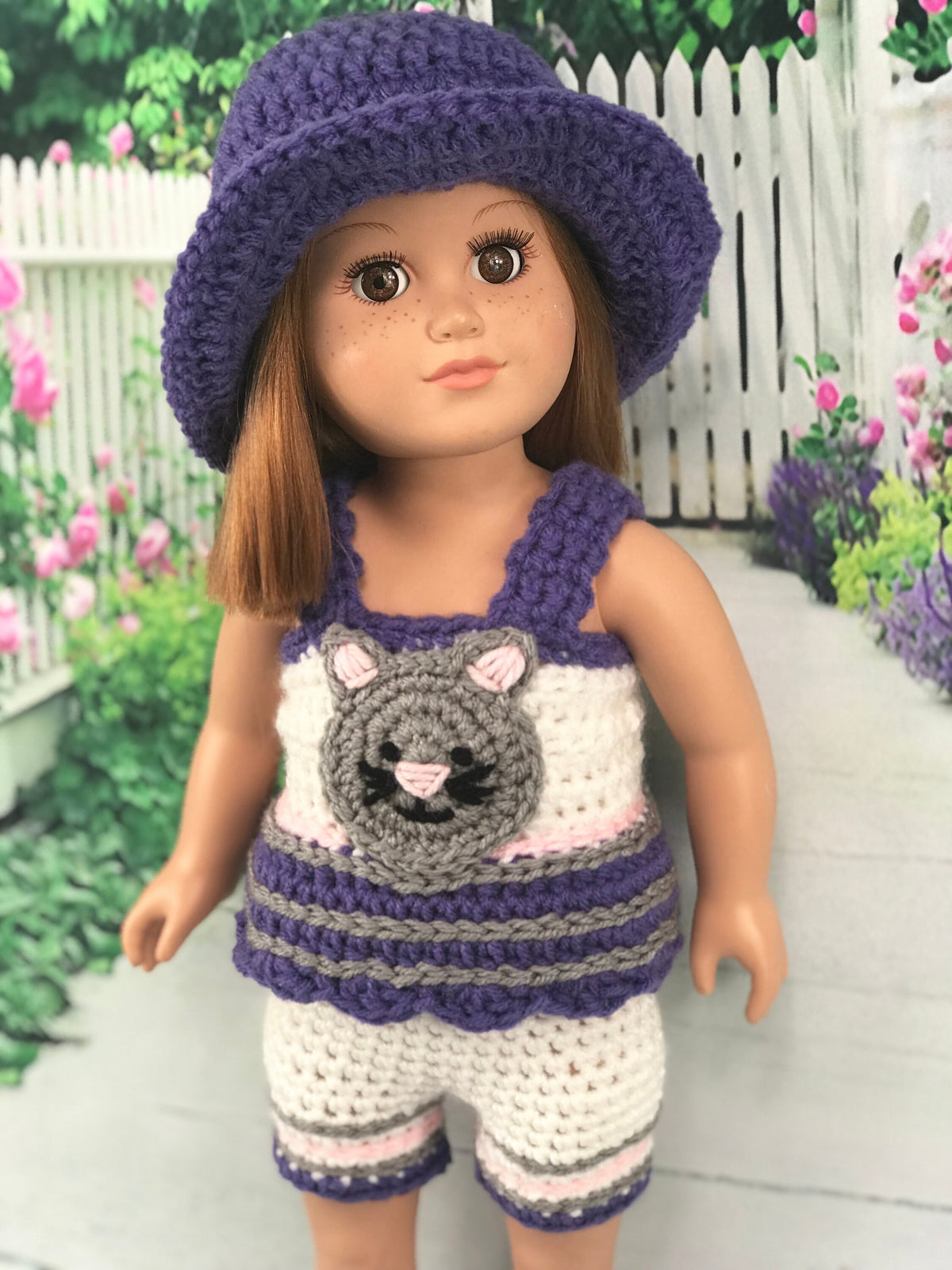Crochet PDF pattern to make 18" Doll Cat Short Set, doll shorts pattern, crochet doll clothes pattern