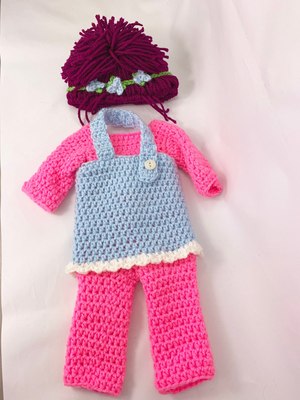 18" Doll Troll Crochet pattern, 18 inch Doll halloween crochet pattern, 18" doll wig crochet pattern, yarn wig, doll clothes crochet pattern