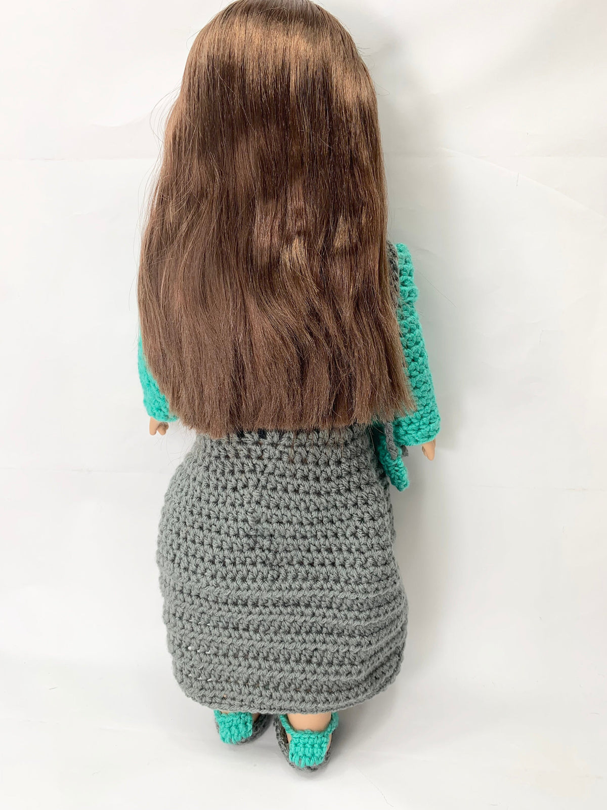 18" Doll formal dress Crochet pattern, 18 inch Doll off the shoulder dress crochet pattern, PDF, 18" doll headband, doll sandals, doll purse