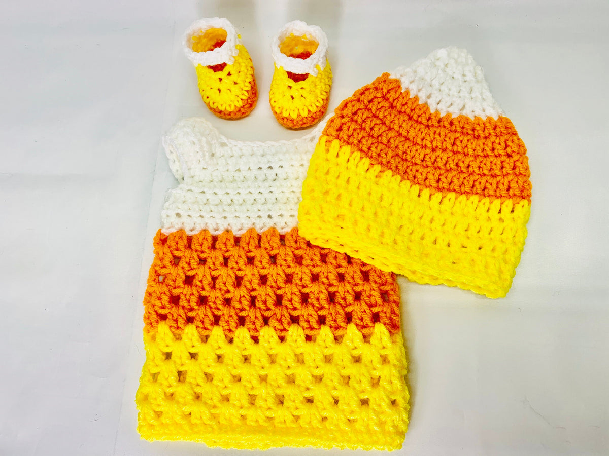 18" Doll Candy Corn Crochet Pattern, 18" Candy Corn costume, crochet 18" doll clothes pattern, doll candy corn hat, doll halloween costume