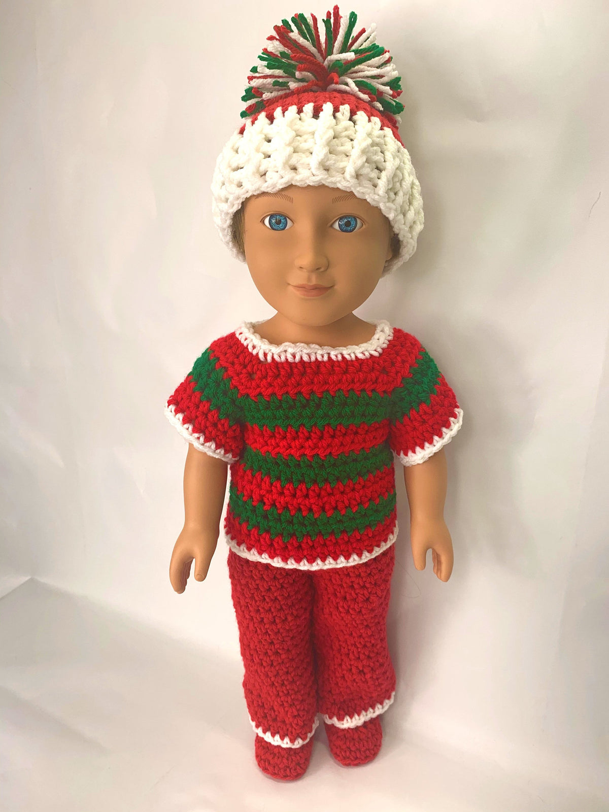 18" Doll Christmas Crochet Pattern, Christmas crochet 18" doll clothes pattern, 18" doll boy, 14.5" doll girl, crochet doll clothes pattern