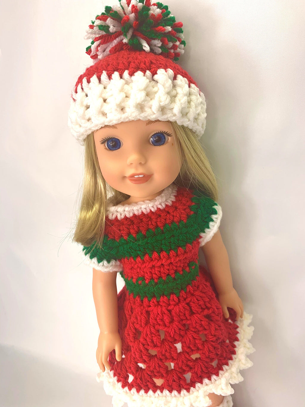14" Doll Christmas Crochet Pattern, Christmas crochet 14" doll clothes pattern, 14.5" doll girl, crochet doll clothes pattern