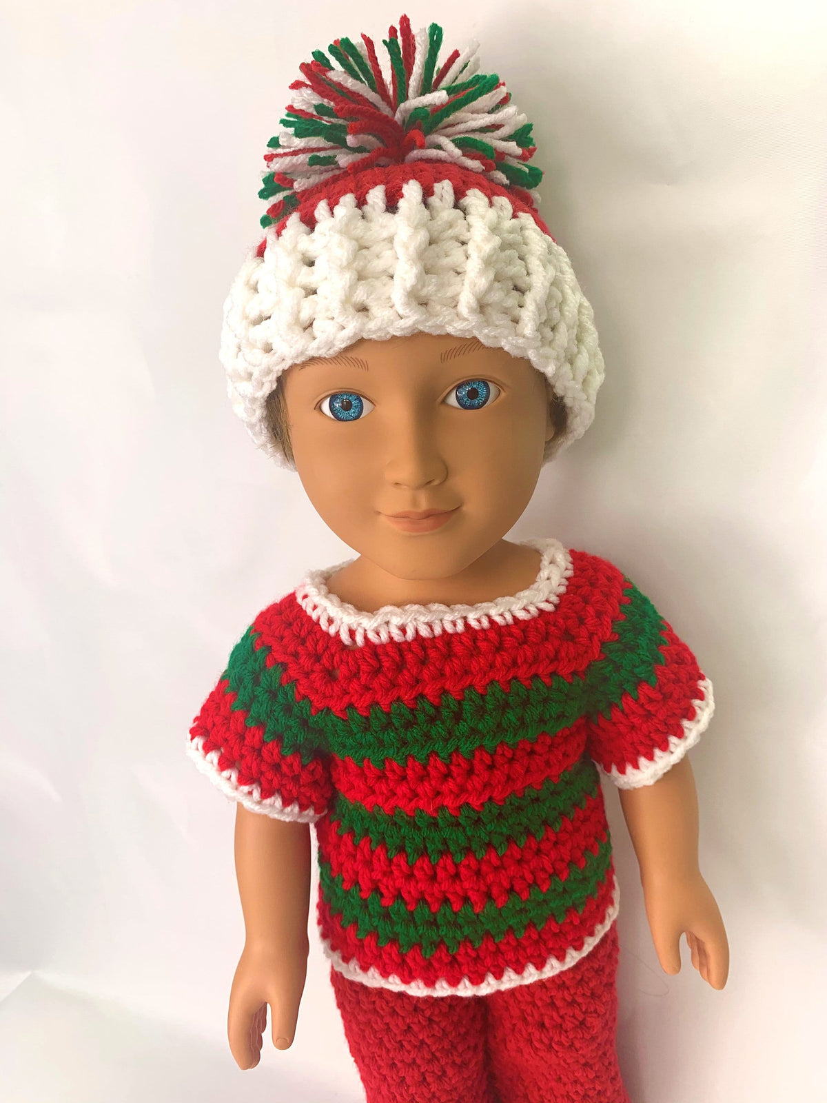 18" Doll Christmas Crochet Pattern, Christmas crochet 18" doll clothes pattern, 18" doll boy, crochet doll clothes pattern