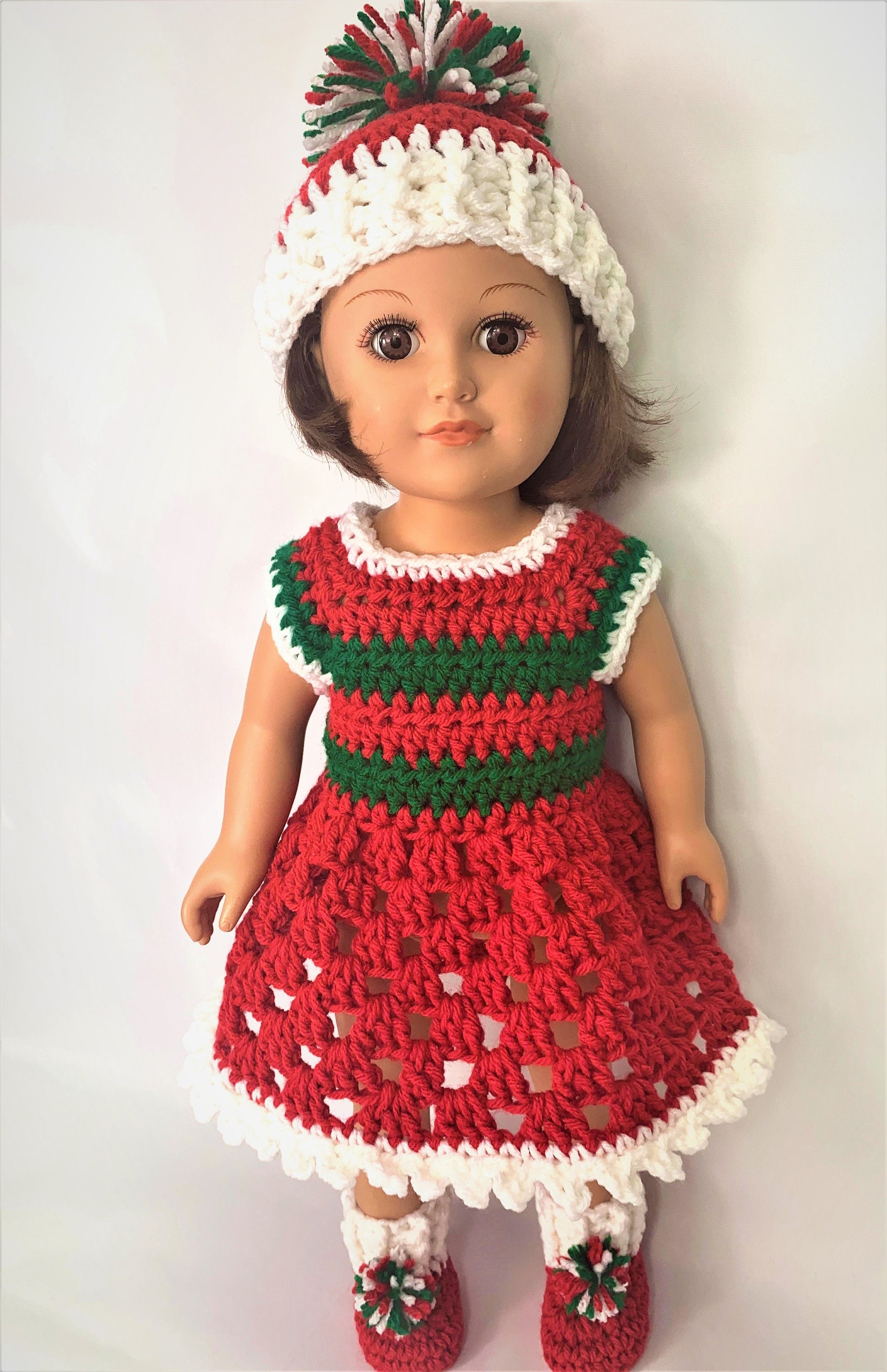 18" Doll Christmas Crochet Pattern, Christmas crochet 18" doll clothes pattern, 18" doll boy, 14.5" doll girl, crochet doll clothes pattern