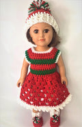 18" Doll Christmas Crochet Pattern, Christmas crochet 18" doll clothes pattern, crochet doll clothes pattern