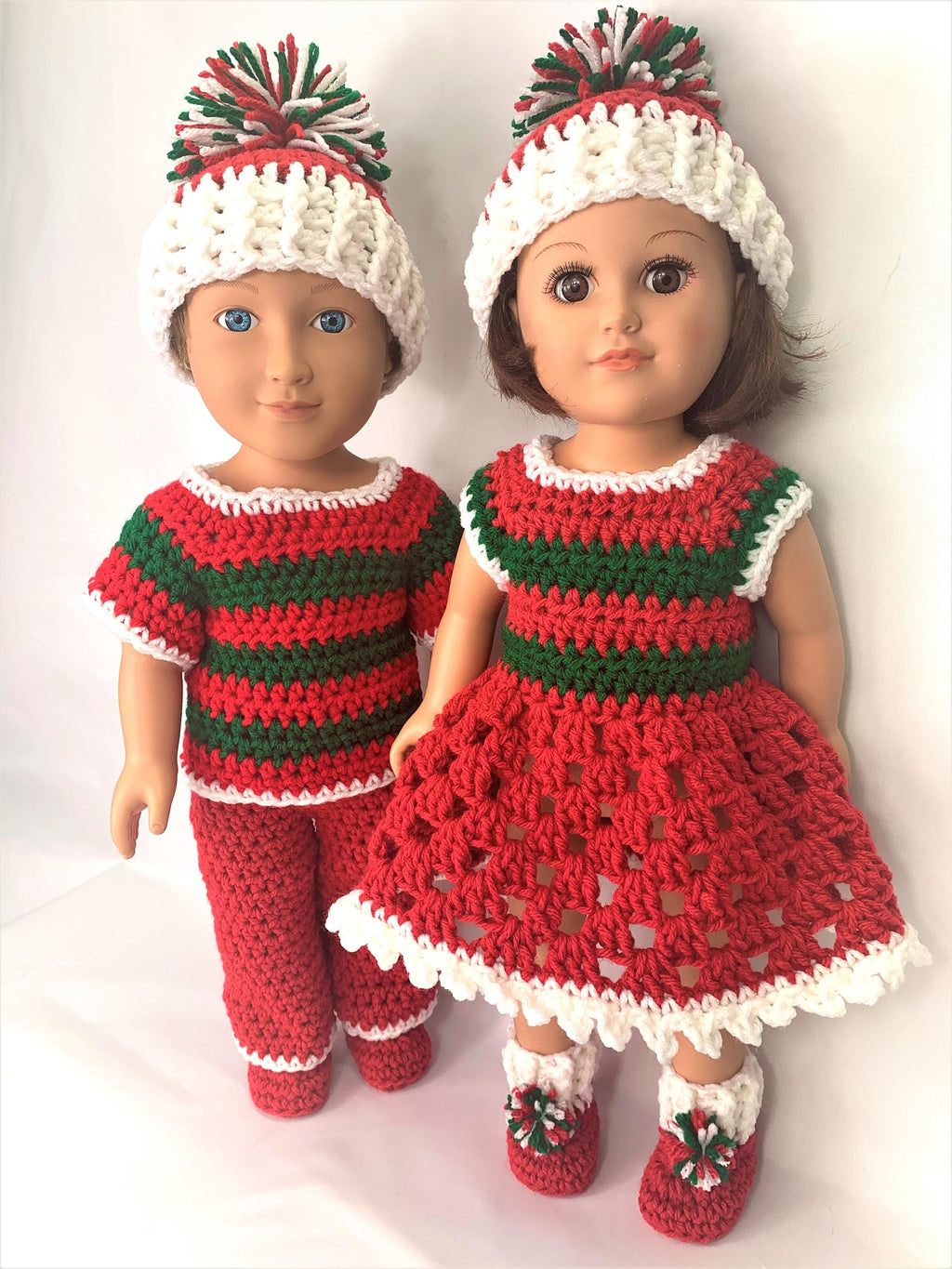 18" Doll Christmas Crochet Pattern, Christmas crochet 18" doll clothes pattern, 18" doll boy, crochet doll clothes pattern