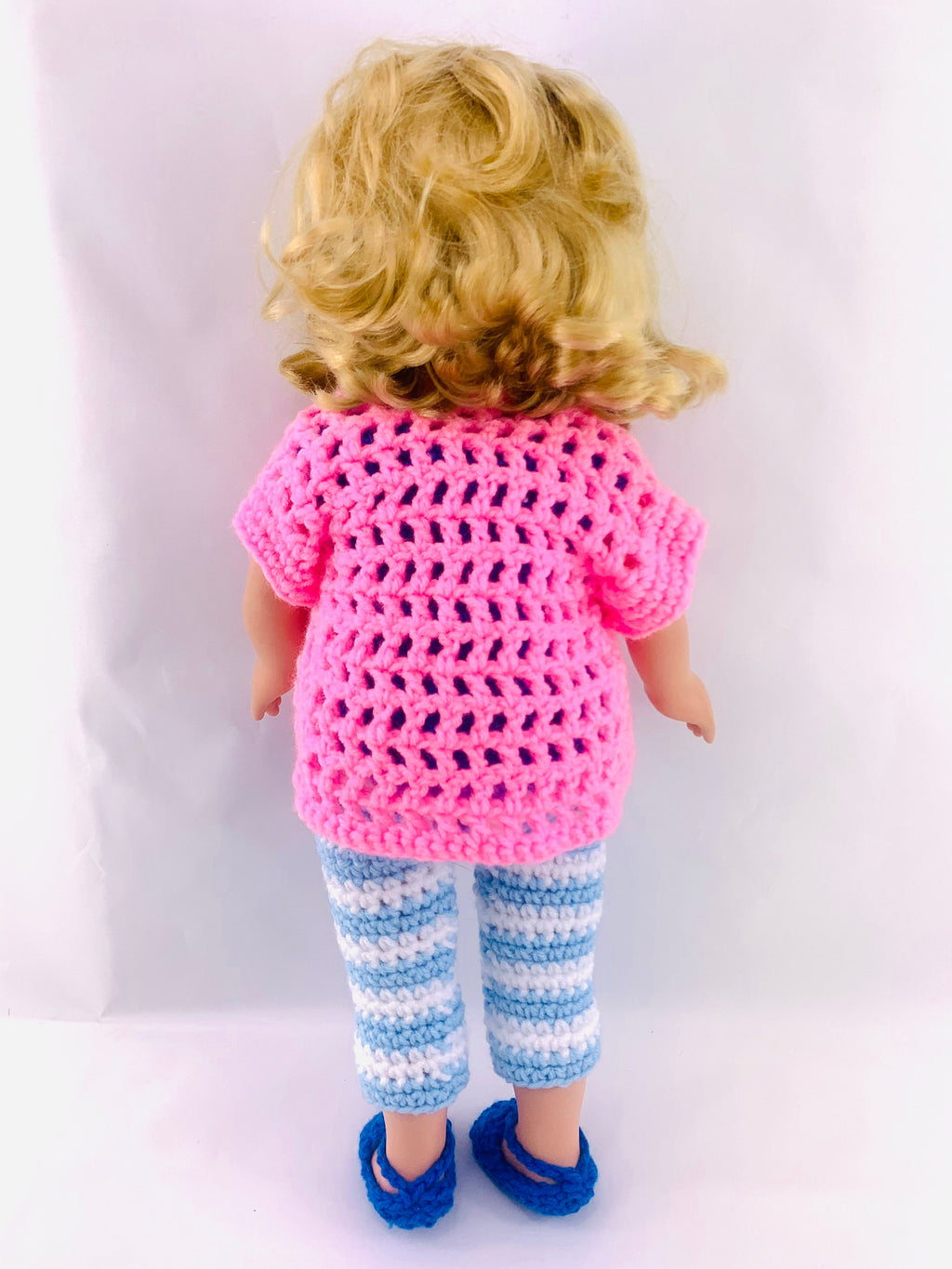 18" Doll Kinley Casual Pant Set Crochet pattern, 18 inch Doll cardigan crochet pattern, sandals, 18" doll shirt, doll shoes, doll leggings