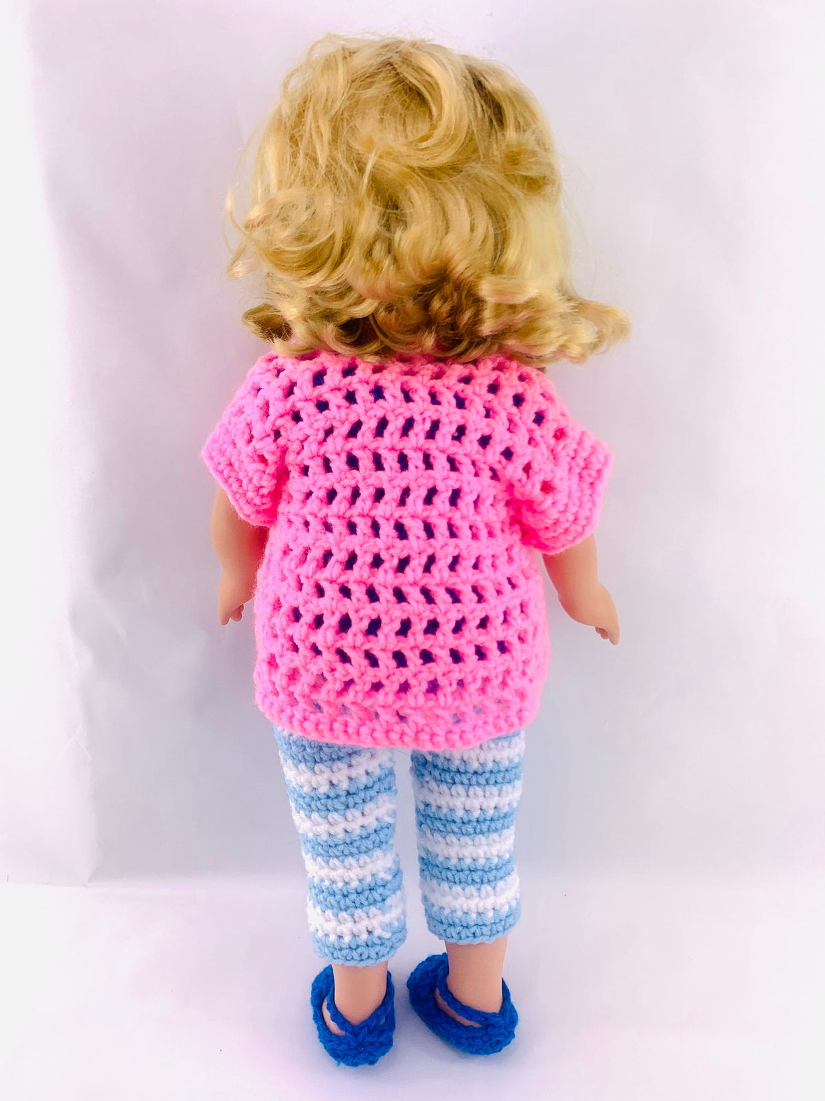 18" Doll Kinley Casual Pant Set Crochet pattern, 18 inch Doll cardigan crochet pattern, sandals, 18" doll shirt, doll shoes, doll leggings