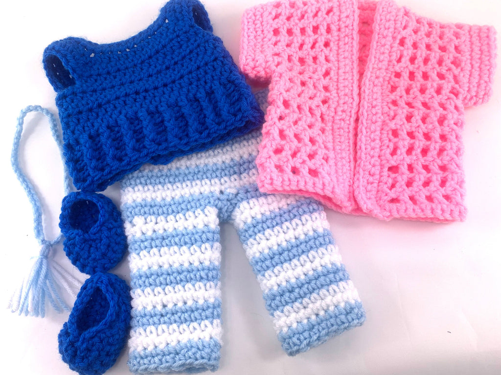 18" Doll Kinley Casual Pant Set Crochet pattern, 18 inch Doll cardigan crochet pattern, sandals, 18" doll shirt, doll shoes, doll leggings