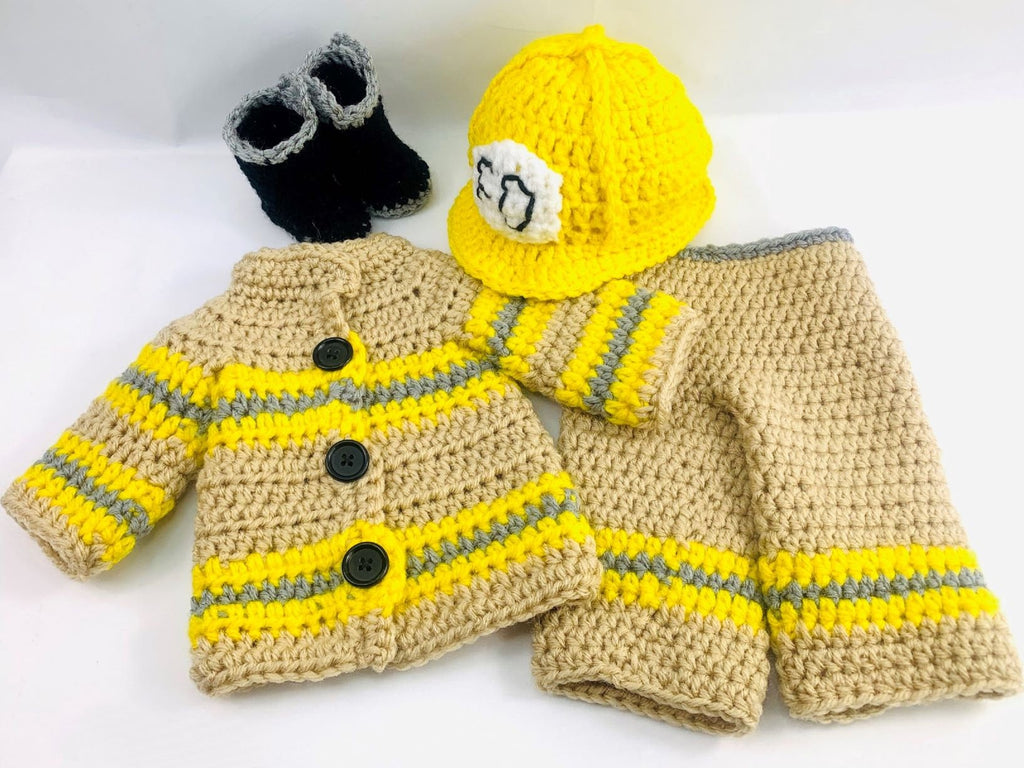 18" Doll Firefighter suit Crochet PDF pattern, doll boots  pattern, crochet doll clothes pattern, halloween pattern