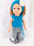 18" Doll JennyLynn jumpsuit Crochet pattern, 18 inch Doll Jumpsuit crochet pattern, daisy, 18" doll headband, doll shoes, doll pants