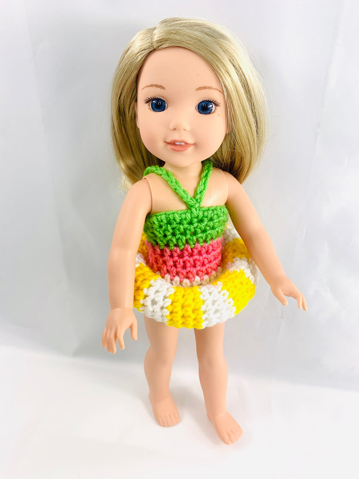 18" Doll Bathing Suit Set Crochet PDF pattern, Doll swim trunks crochet pattern, 18" Doll crochet doll clothes pattern, doll floatie tube