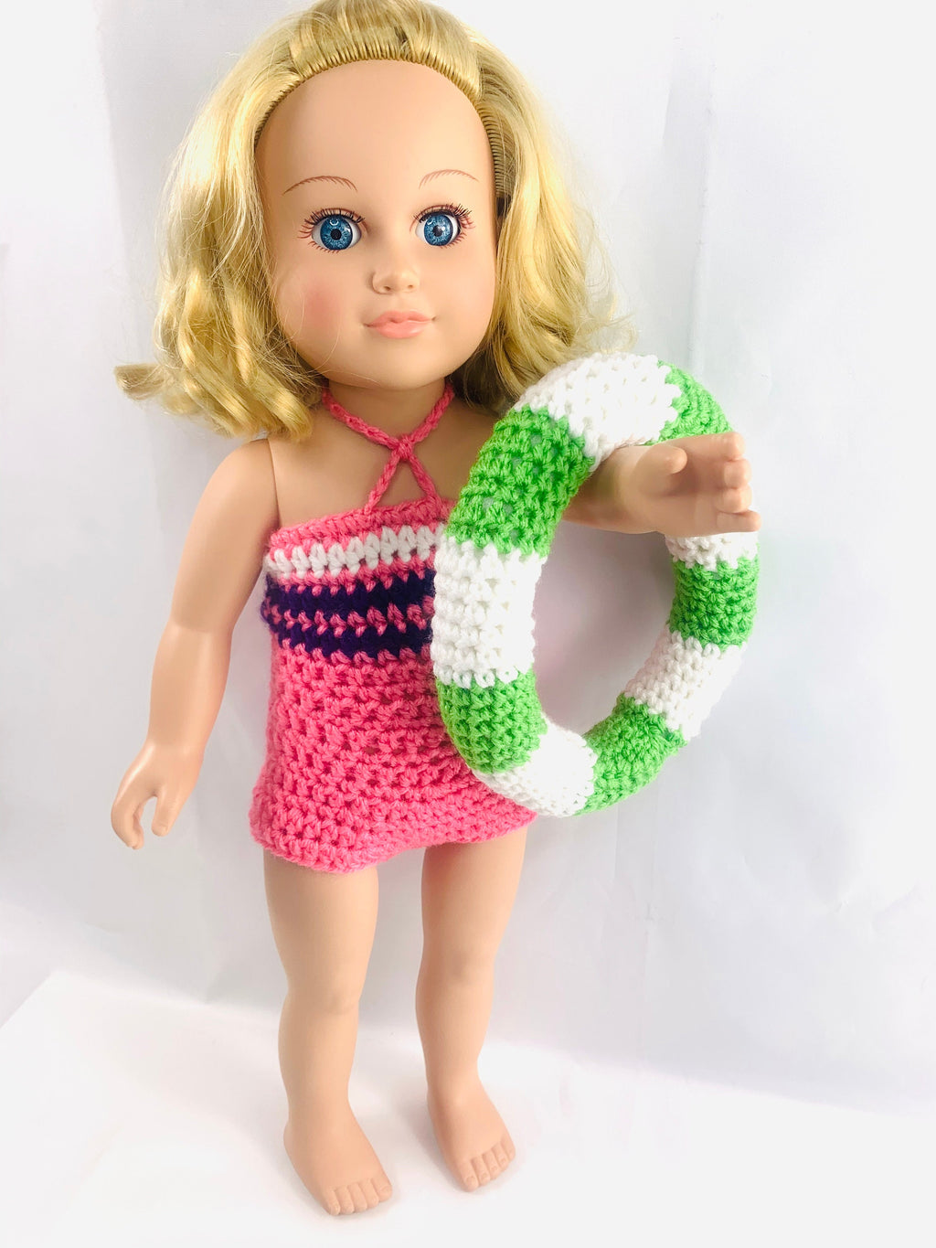 18" Doll Bathing Suit Set Crochet PDF pattern, Doll  crochet pattern, 18" Doll crochet doll clothes pattern, doll floatie tube