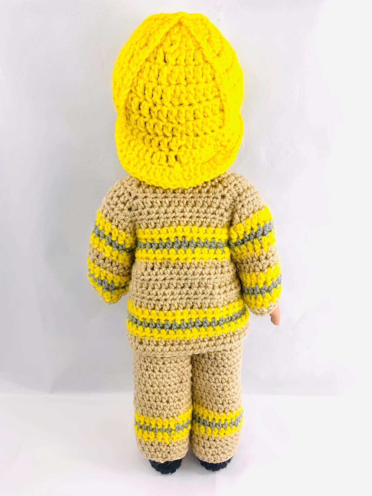 18" Doll Firefighter suit Crochet PDF pattern, doll boots  pattern, crochet doll clothes pattern, halloween pattern