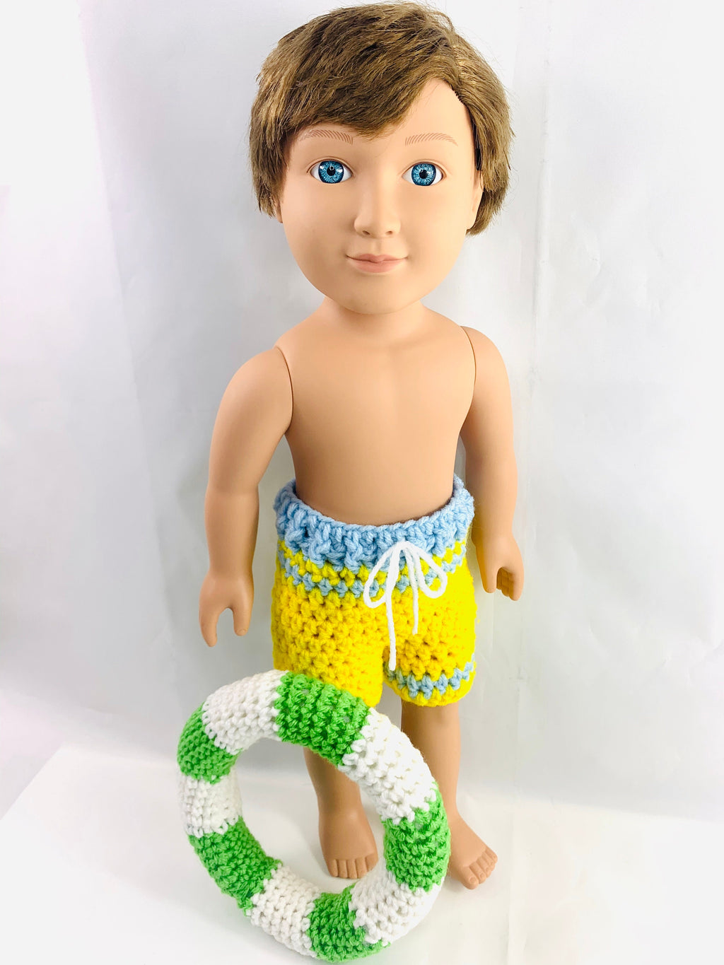 18" Doll Swimming Trunks Set Crochet PDF pattern, Doll swim trunks crochet pattern, 18" Doll crochet doll clothes pattern, doll float tube