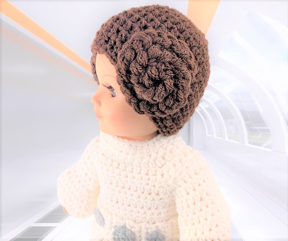 18" Princess Leia crochet pattern, doll clothes crochet pattern, crochet doll boots pattern, doll princess pattern, doll galactic crochet
