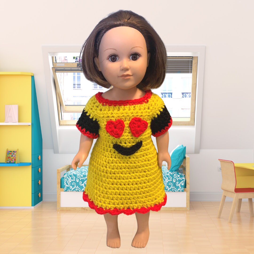 18" Doll Emoji Crochet Pattern, Pajamas crochet 18" doll clothes pattern, emoji crochet face pillow doll clothes pattern