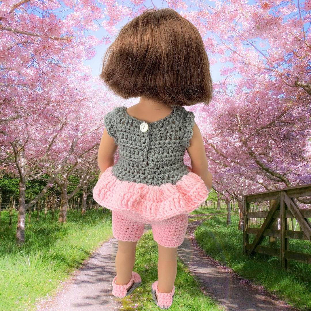 18" doll Unicorn Crochet Pattern shorts, crochet doll clothes pattern, 18 inch doll clothes pattern, gray pink