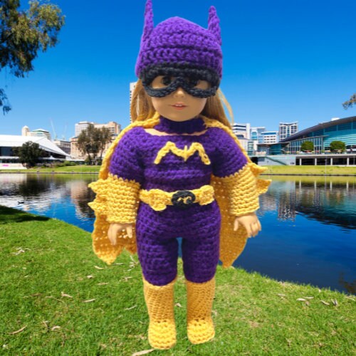 18" Doll Bat Girl Costume Crochet PDF pattern, Doll clothes pattern, doll halloween costume, cosplay, crochet doll clothes patterns