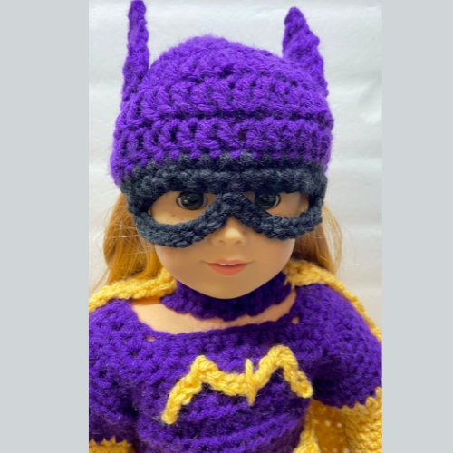18" Doll Bat Girl Costume Crochet PDF pattern, Doll clothes pattern, doll halloween costume, cosplay, crochet doll clothes patterns