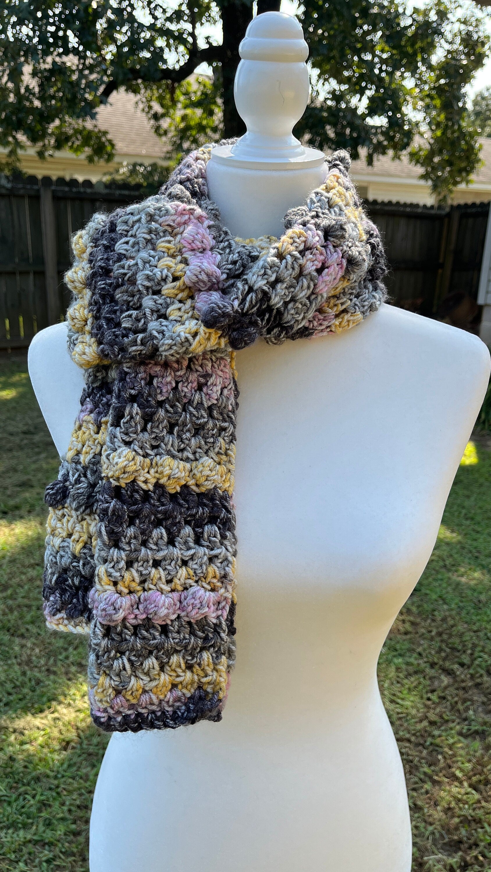 Jenny Scarf PDF pattern, pattern to crochet a winter scarf, women's scarf, crochet gift, crochet bobble scarf, man scarf,