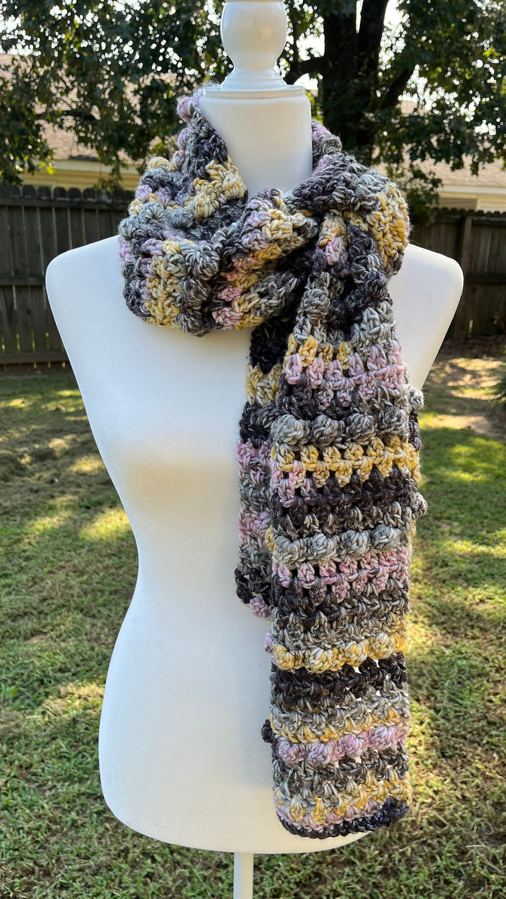 Jenny Scarf PDF pattern, pattern to crochet a winter scarf, women's scarf, crochet gift, crochet bobble scarf, man scarf,