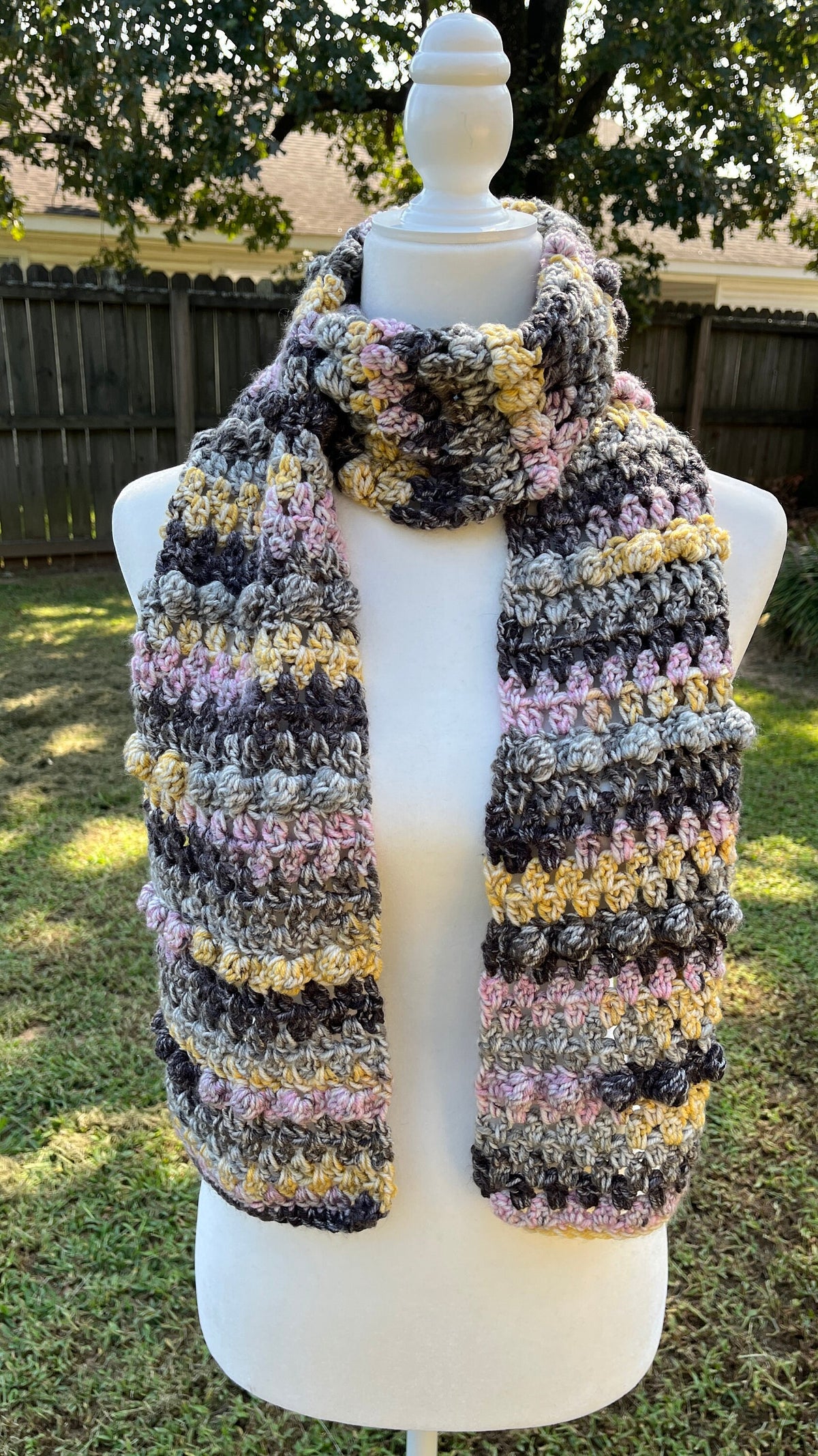 Jenny Scarf PDF pattern, pattern to crochet a winter scarf, women's scarf, crochet gift, crochet bobble scarf, man scarf,