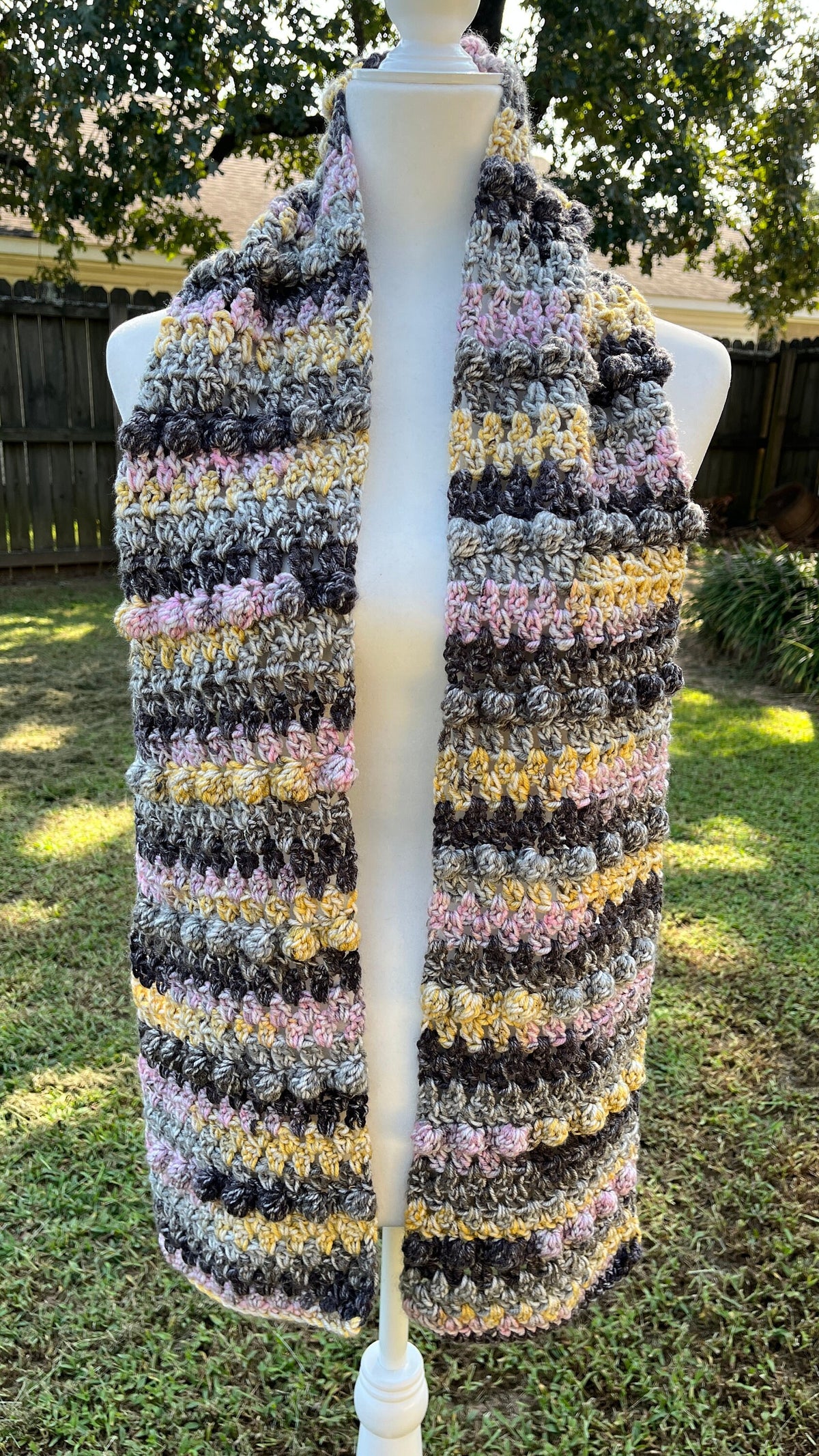 Jenny Scarf PDF pattern, pattern to crochet a winter scarf, women's scarf, crochet gift, crochet bobble scarf, man scarf,