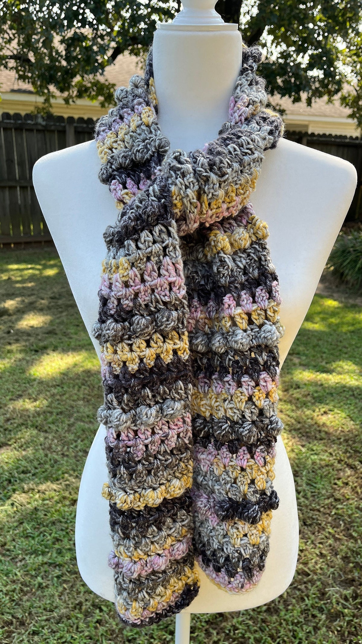 Jenny Scarf PDF pattern, pattern to crochet a winter scarf, women's scarf, crochet gift, crochet bobble scarf, man scarf,