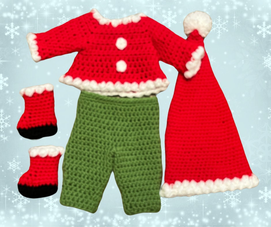 18" Doll Santa Grinch Chistmas Crochet Pattern, Christmas crochet 18" doll clothes pattern, pdf crochet doll clothes pattern, grinch hat