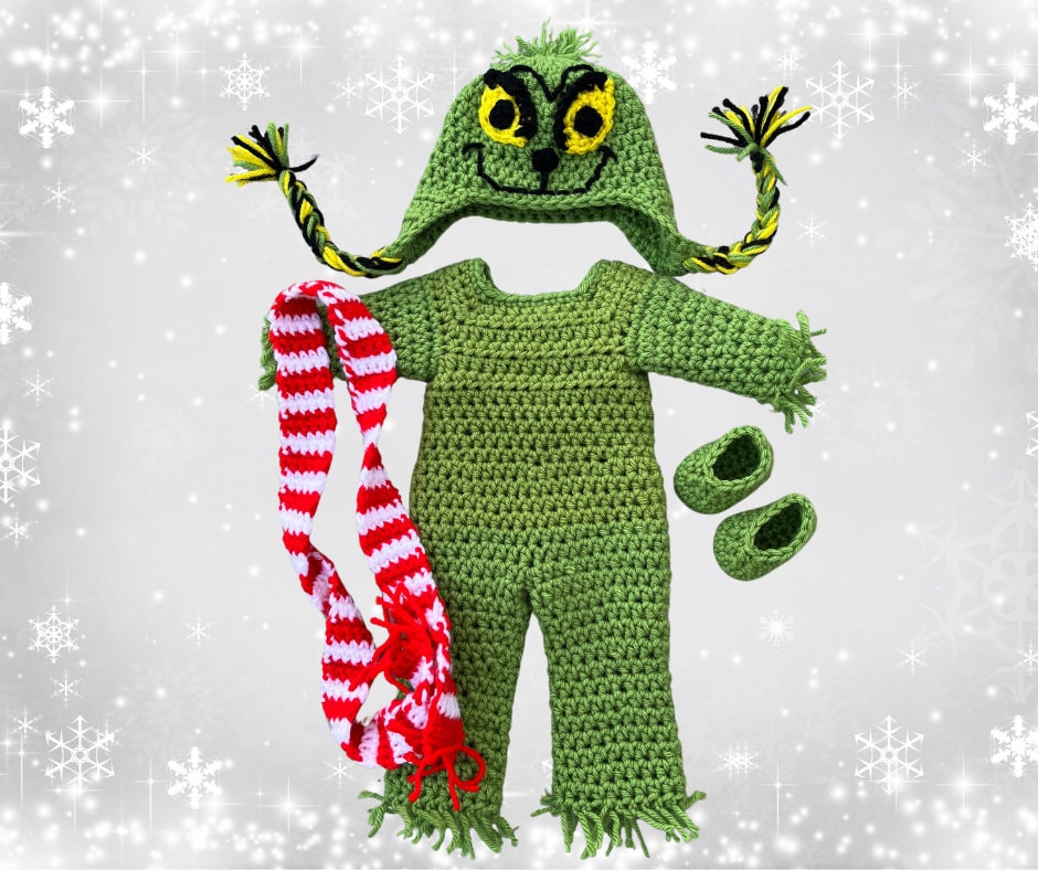 18" Doll Santa Grinch Chistmas Crochet Pattern, Christmas crochet 18" doll clothes pattern, pdf crochet doll clothes pattern, grinch hat