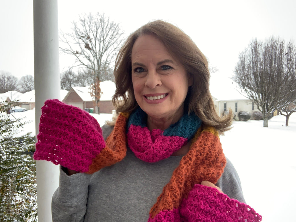 Blocked Scarf Crochet Pattern, PDF pattern, beginner friendly, fits all sizes, crochet accessory, winter scarf, crochet blocked scarf