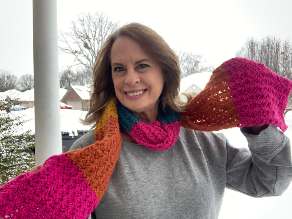 Blocked Scarf Crochet Pattern, PDF pattern, beginner friendly, fits all sizes, crochet accessory, winter scarf, crochet blocked scarf