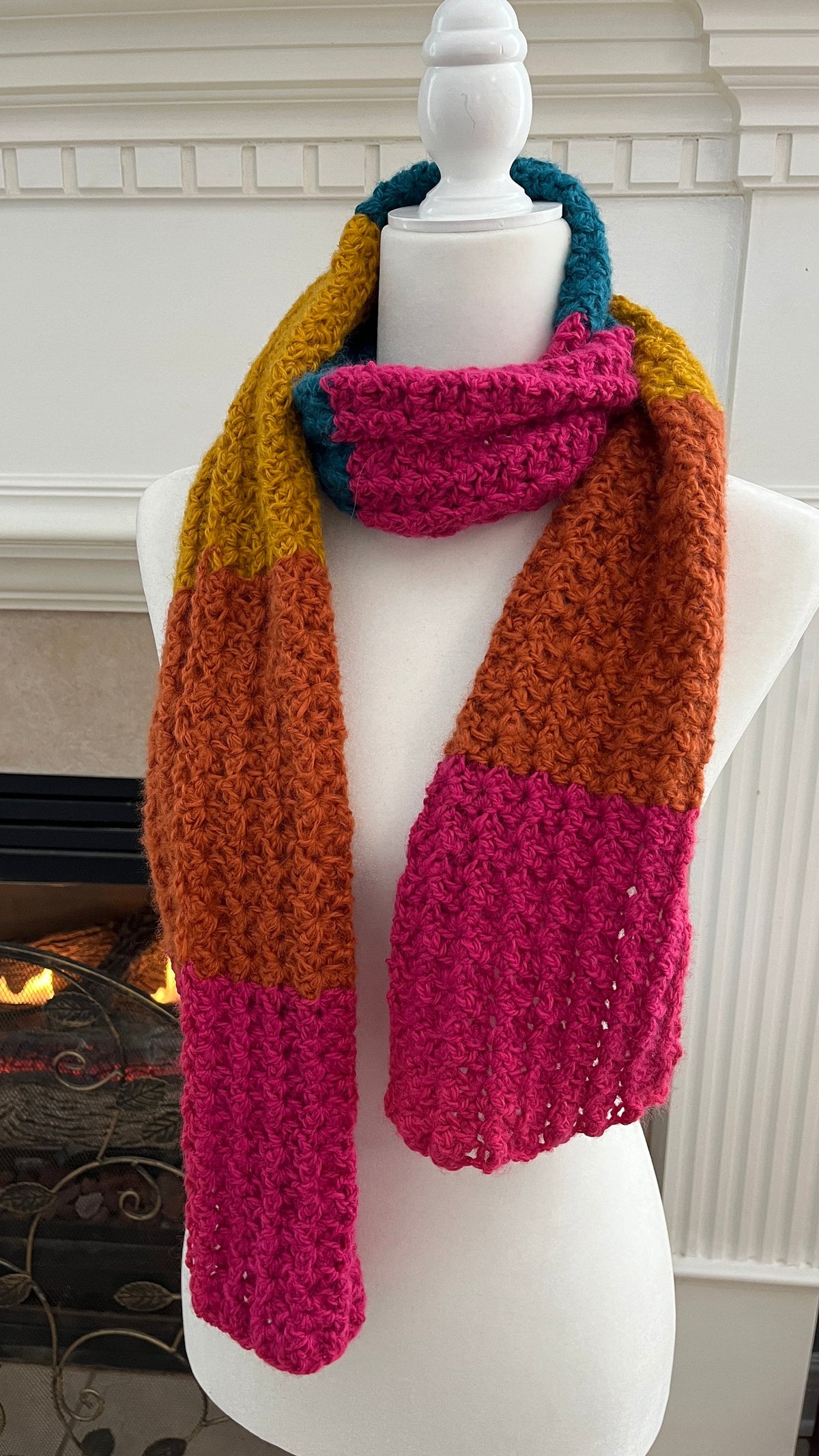 Blocked Scarf Crochet Pattern, PDF pattern, beginner friendly, fits all sizes, crochet accessory, winter scarf, crochet blocked scarf