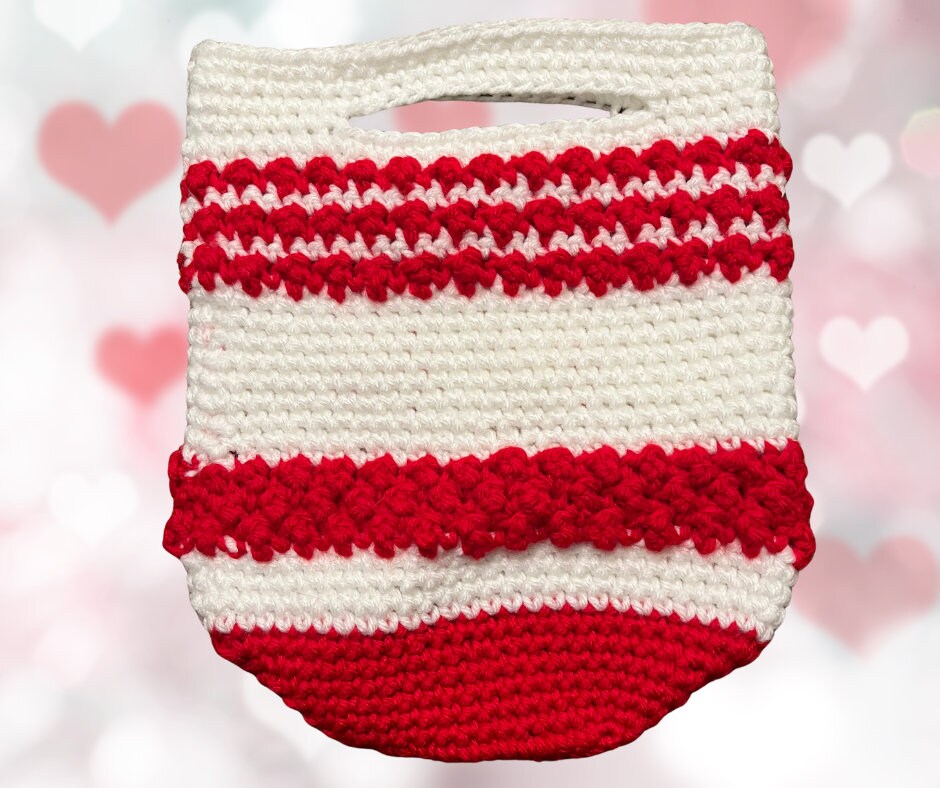 Valentine Gift Bag Crochet Pattern, Crochet gift bag, crochet pattern, crochet, crochet heart, red, white