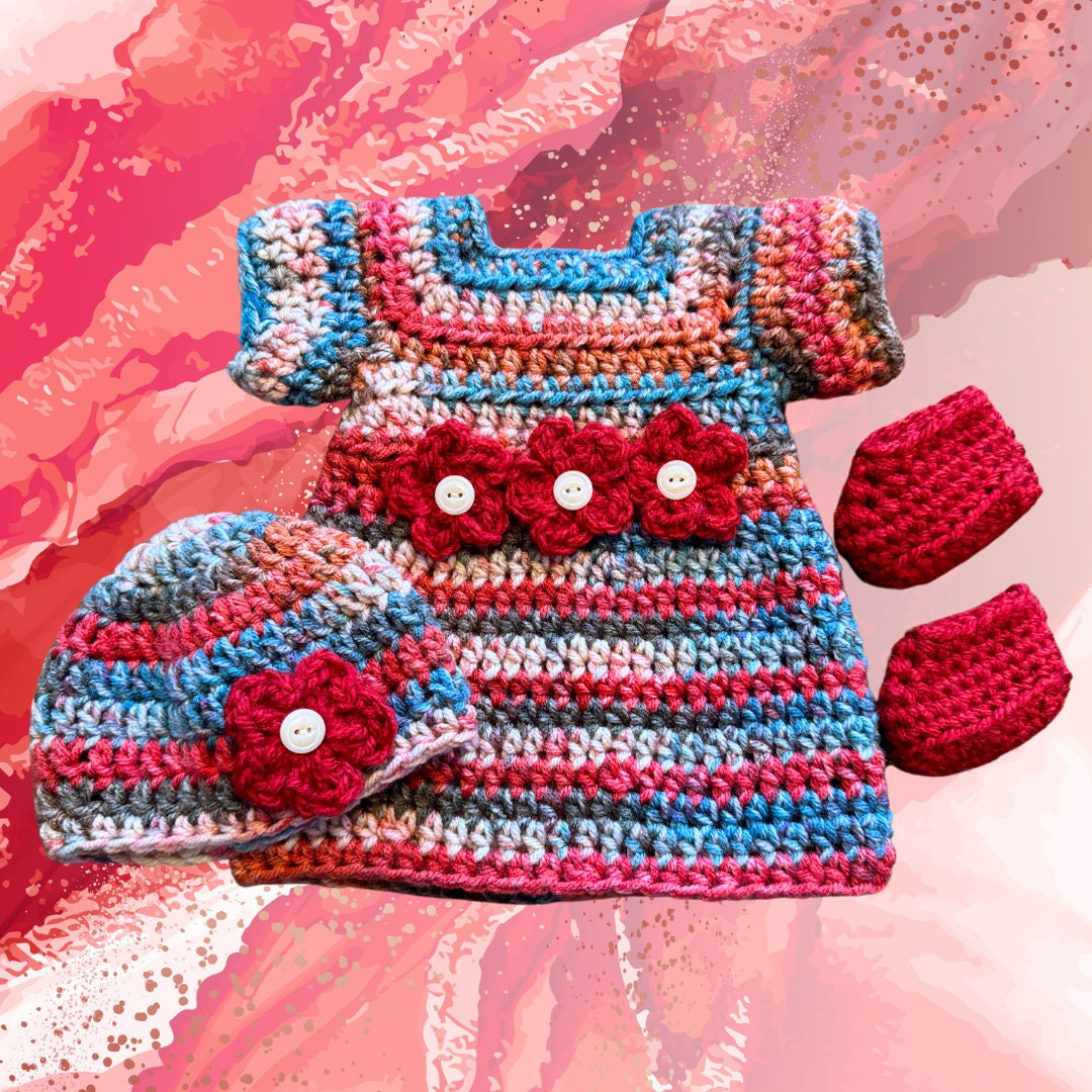 18" Doll Cute Dress, 18" doll Crochet PDF pattern, doll shoes pattern, crochet doll clothes pattern, crochet doll hat, easy crochet pattrn